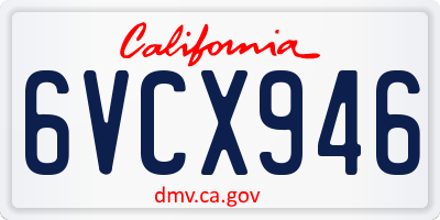 CA license plate 6VCX946
