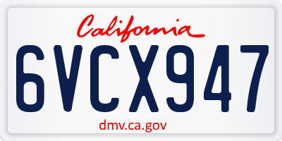 CA license plate 6VCX947