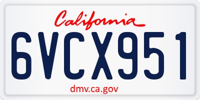 CA license plate 6VCX951