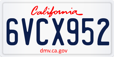 CA license plate 6VCX952