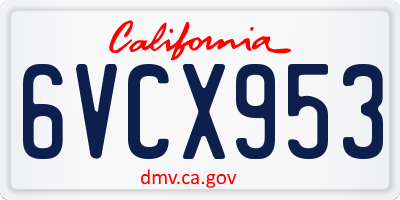 CA license plate 6VCX953