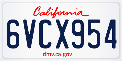 CA license plate 6VCX954
