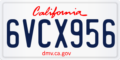 CA license plate 6VCX956