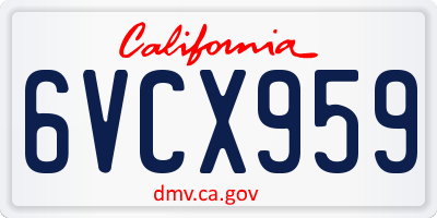 CA license plate 6VCX959