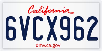 CA license plate 6VCX962