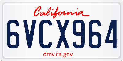 CA license plate 6VCX964