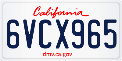 CA license plate 6VCX965