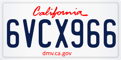 CA license plate 6VCX966