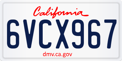 CA license plate 6VCX967