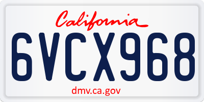 CA license plate 6VCX968