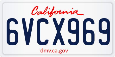 CA license plate 6VCX969