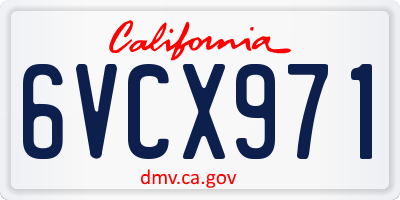 CA license plate 6VCX971