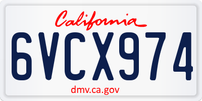 CA license plate 6VCX974