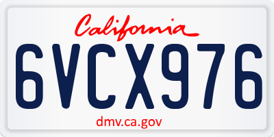 CA license plate 6VCX976