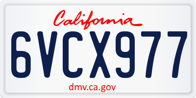 CA license plate 6VCX977