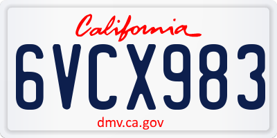 CA license plate 6VCX983