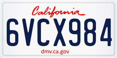CA license plate 6VCX984