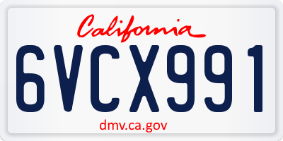 CA license plate 6VCX991