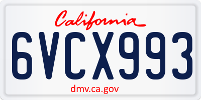 CA license plate 6VCX993