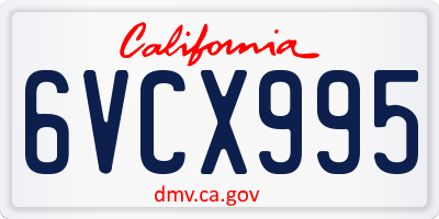 CA license plate 6VCX995