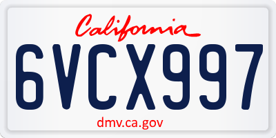 CA license plate 6VCX997