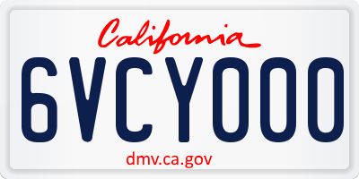 CA license plate 6VCY000