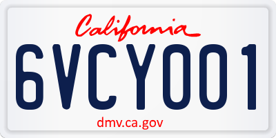 CA license plate 6VCY001