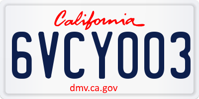CA license plate 6VCY003