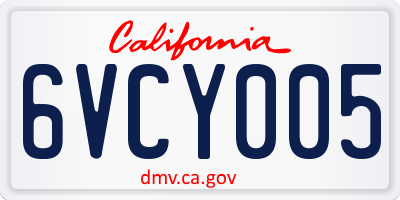 CA license plate 6VCY005