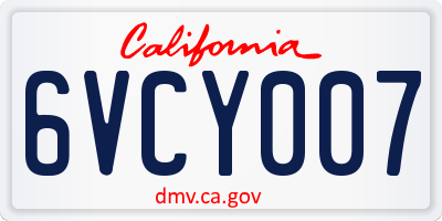 CA license plate 6VCY007