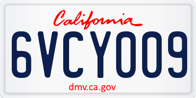 CA license plate 6VCY009