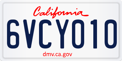 CA license plate 6VCY010