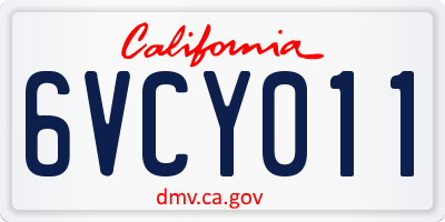 CA license plate 6VCY011