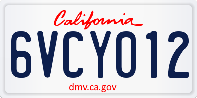 CA license plate 6VCY012