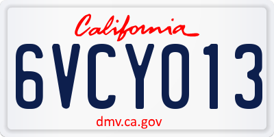 CA license plate 6VCY013