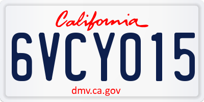 CA license plate 6VCY015