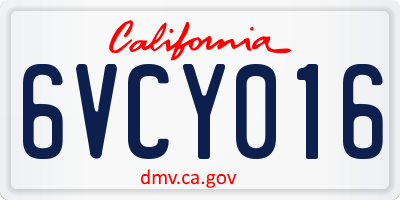 CA license plate 6VCY016