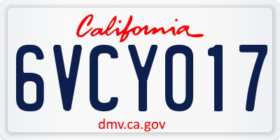 CA license plate 6VCY017