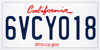 CA license plate 6VCY018