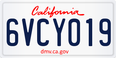 CA license plate 6VCY019