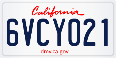 CA license plate 6VCY021