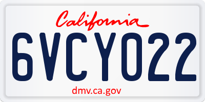 CA license plate 6VCY022