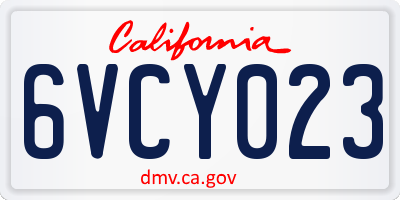 CA license plate 6VCY023