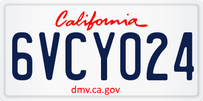 CA license plate 6VCY024