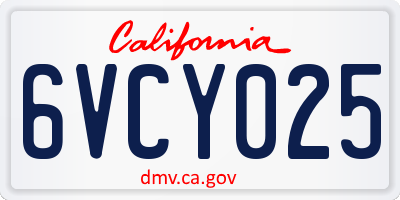 CA license plate 6VCY025