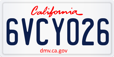 CA license plate 6VCY026