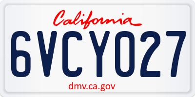 CA license plate 6VCY027