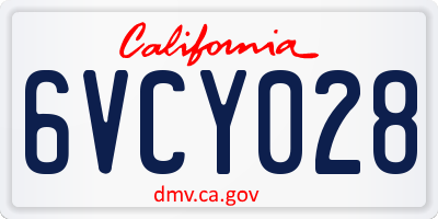 CA license plate 6VCY028