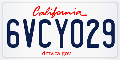 CA license plate 6VCY029