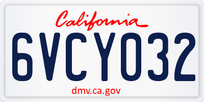 CA license plate 6VCY032